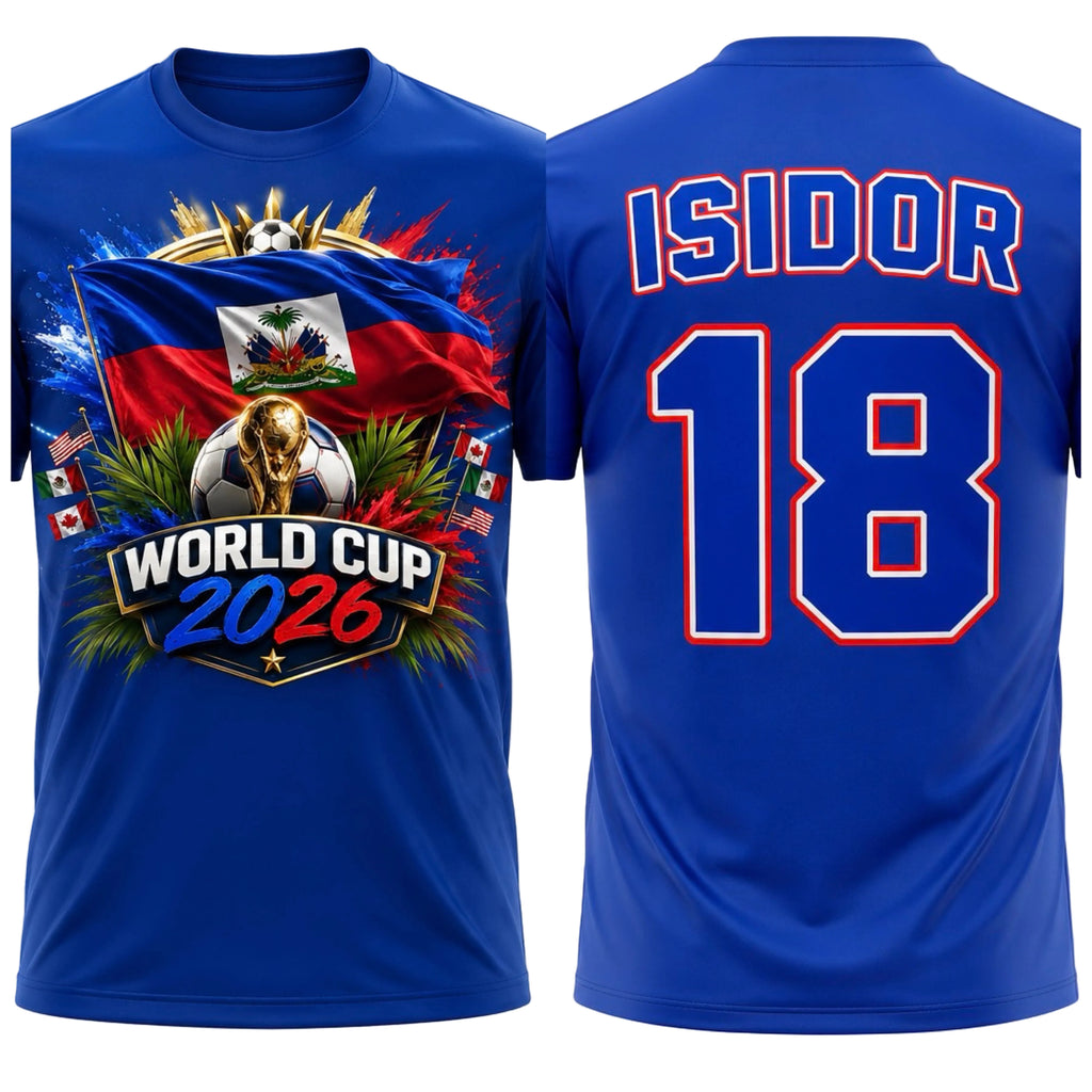HAITI SOCCER FAN JERSEY-CUSTOM NAME & NUMBER-UNISEX FOOTBALL T-SHIRT 