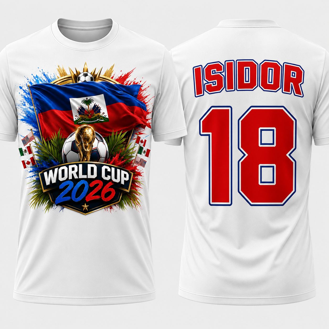 HAITI SOCCER FAN JERSEY-CUSTOM NAME & NUMBER-UNISEX FOOTBALL T-SHIRT 