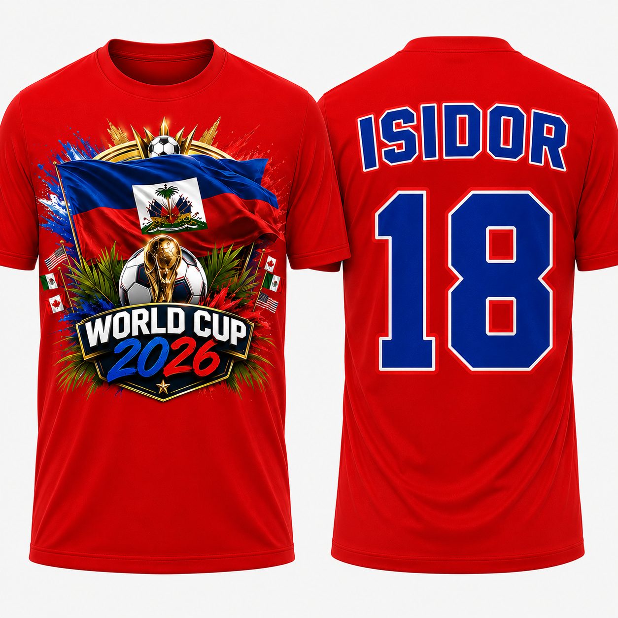 HAITI SOCCER FAN JERSEY-CUSTOM NAME & NUMBER-UNISEX FOOTBALL T-SHIRT 